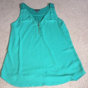 Express Green Quarter Zip Tank Top